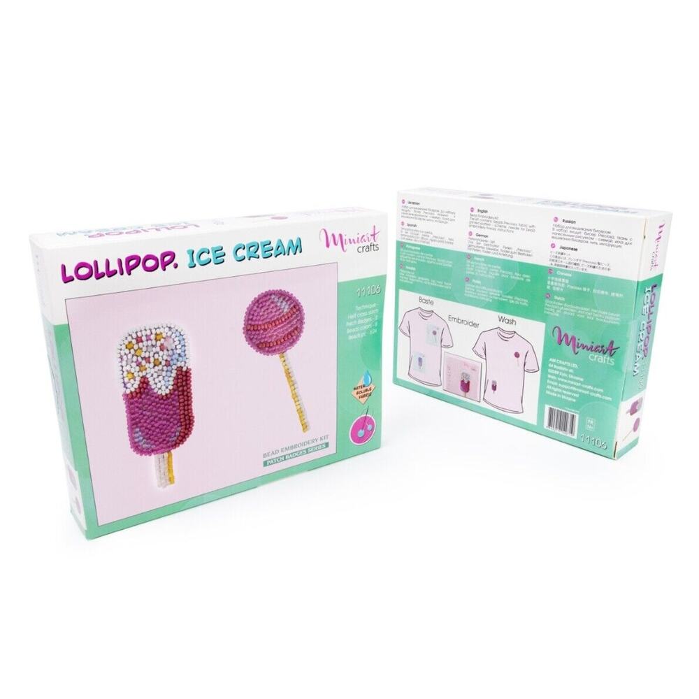 Miniart Crafts 11106 Lollipop. Ice Cream DIY Clothes Patch Bead Embroidery Kit